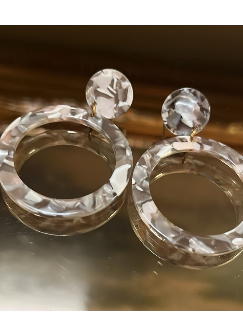 Acrylic Double Open Circle Earrings